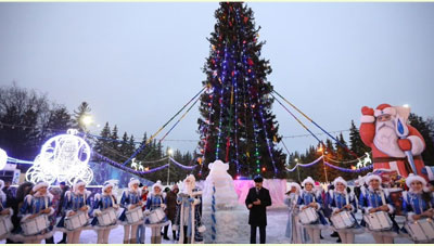 Новогодние празники 2023 в Благовещенске  Амурской области России
